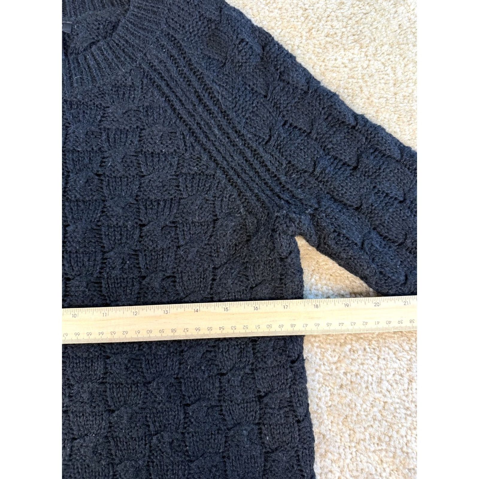 Ann Taylor Ann Taylor Womens Wool Blend Cable Knit Sweater Black Size Medium Boho F414 - Premium Size M / US 6-8 / IT 42-44 - 6 Thumbnail