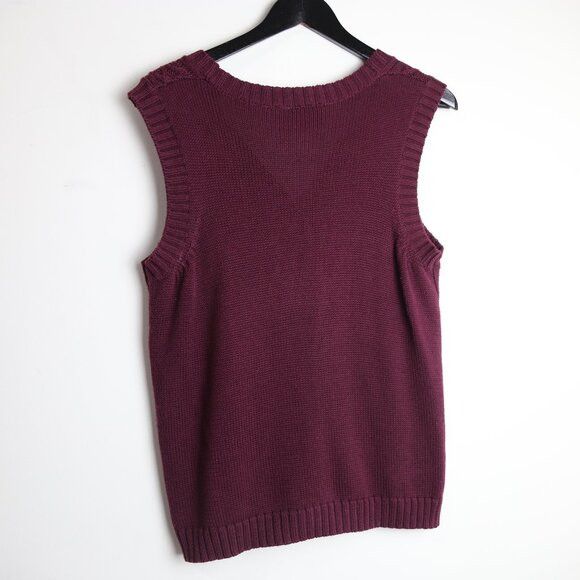 Vintage Vintage Tradition Cable Knit Sweater Vest Deep Burgundy/Wine Size M / US 6-8 / IT 42-44 - 4 Thumbnail