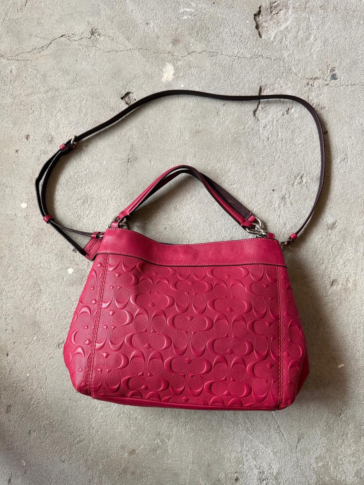 Coach Coach 2Way Signature Embossed Lexy Shoulder Bag Red Size ONE SIZE - 5 Thumbnail