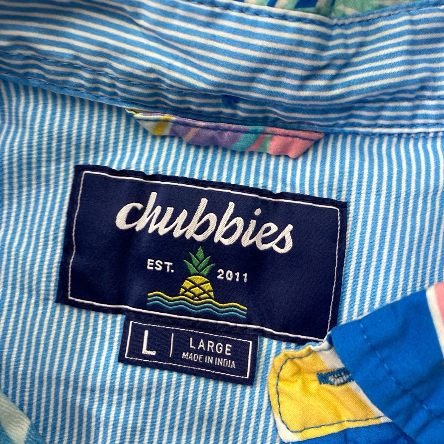Chubbies Chubbies Shirt Blue Hawaiian Floral Short Sleeve Mens Large Tropical Aloha Beach Polo Size US L / EU 52-54 / 3 - 2 Thumbnail