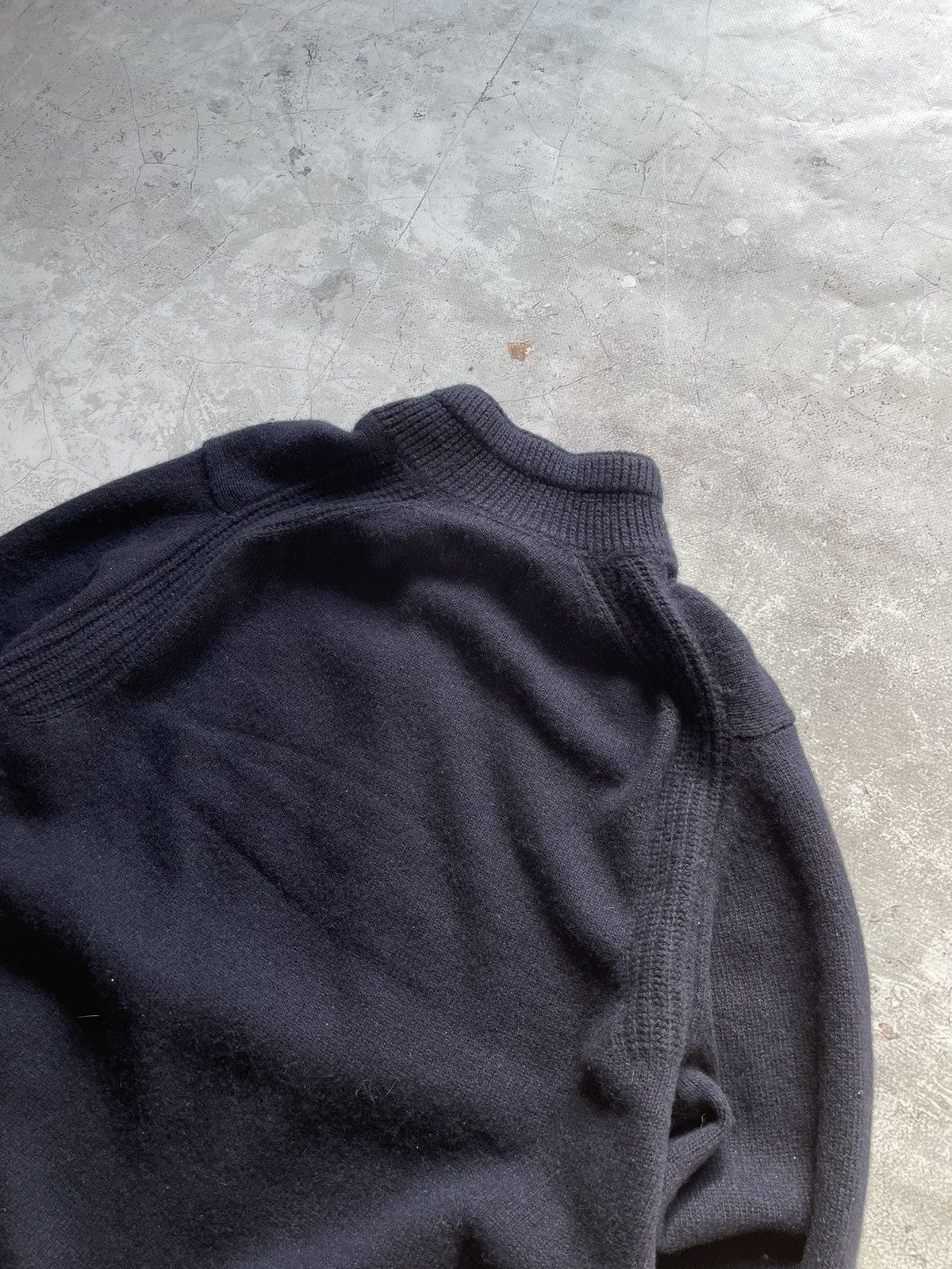 Stone Island Stone Island Navy Wool Buttoned Quarter Zip Knit Sweater Size US XL / EU 56 / 4 - 5 Thumbnail