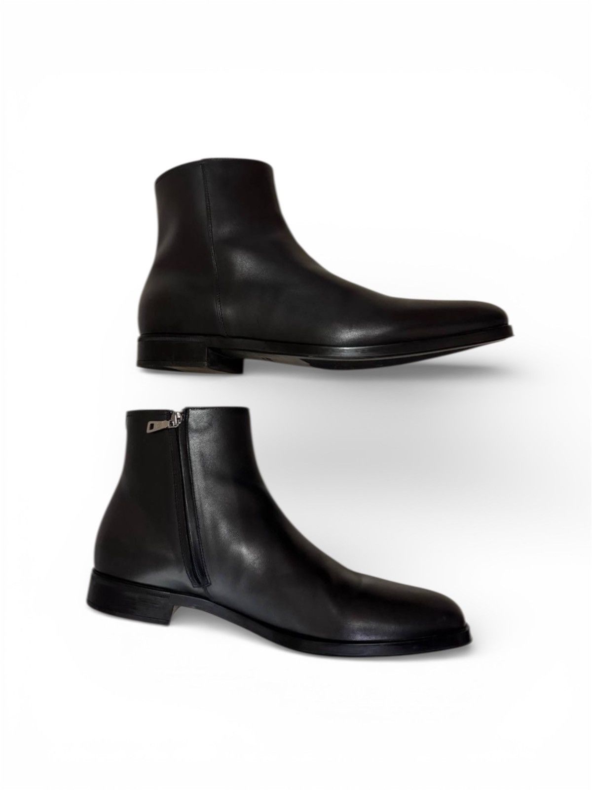 Prada 🧿calfskin leather zippered mid boots/shoes black Size US 10 / EU 43 - 1 Thumbnail