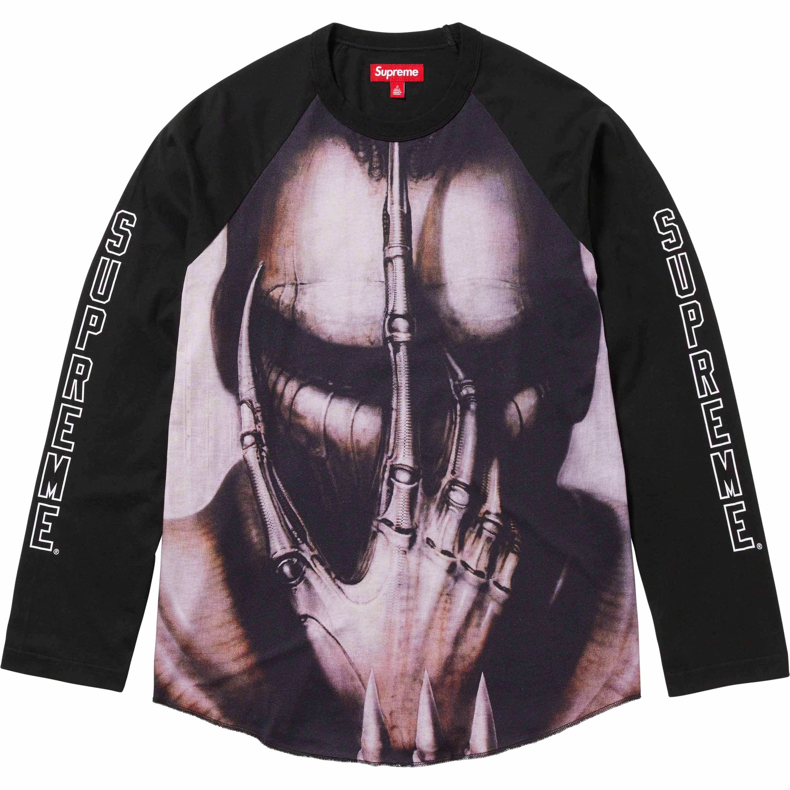 image of Supreme H.r. Giger Raglan L/s Top in Black, Men's (Size Small)