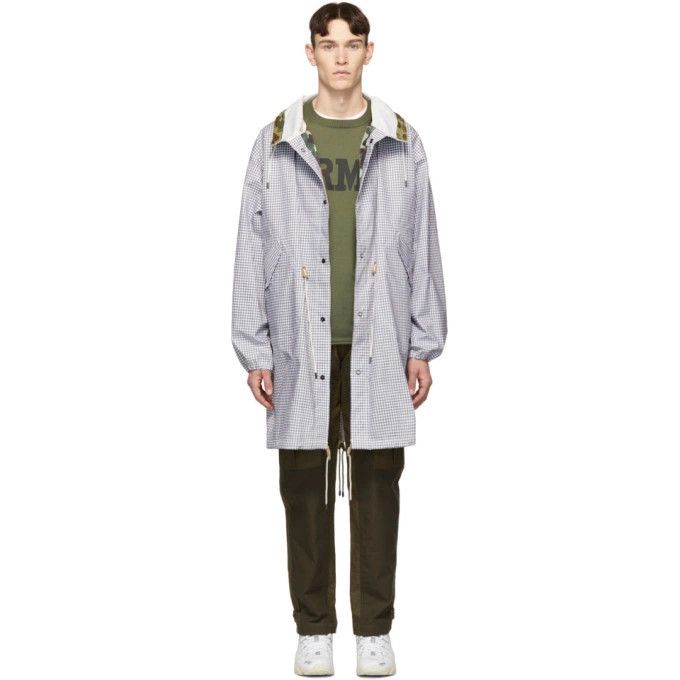 Junya Watanabe o1tko11224 Check Fishtail Coat in White/Grey Size US L / EU 52-54 / 3 - 1 Thumbnail