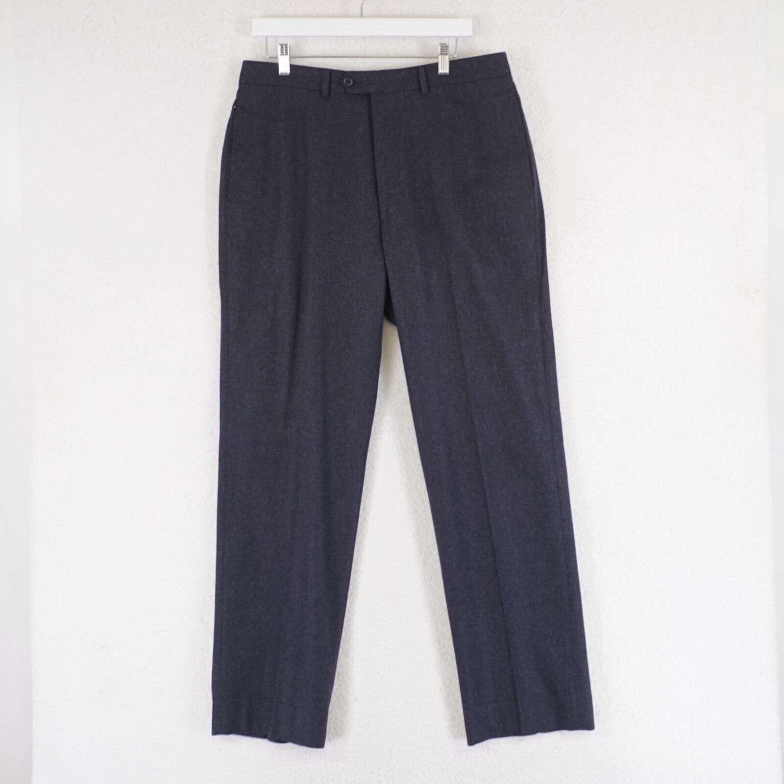 Joseph Abboud Joseph Abboud Flannel Wool Blue Flat Front Dress Pants 34/32 Size 34R - 1 Thumbnail