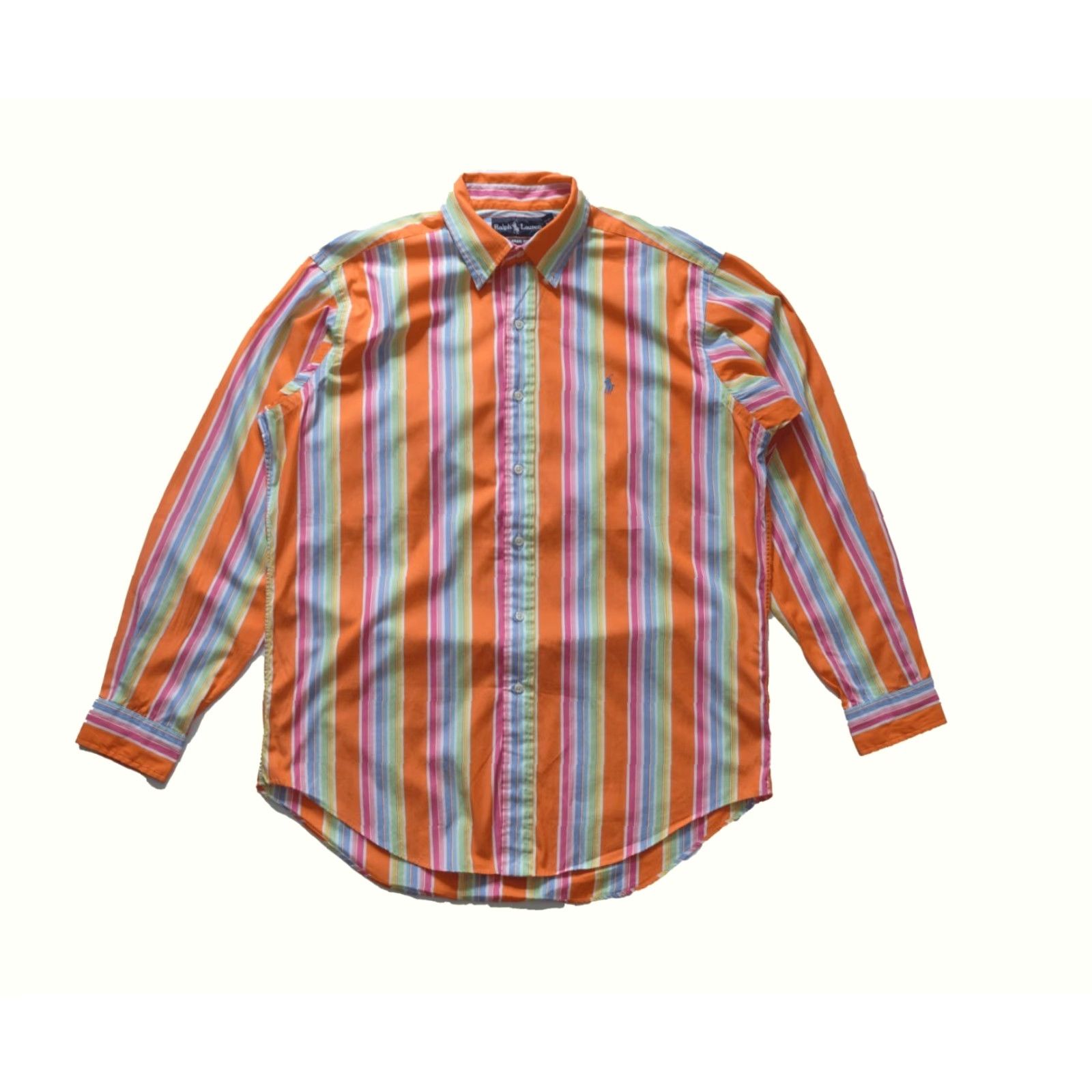 Ralph Lauren RALPH LAUREN CLASSIC FIT 100% COTTON STRIPE ORANGE BUTTON DOWN Y2K SHIRT SZ 16L Size US L / EU 52-54 / 3 - 2 Thumbnail