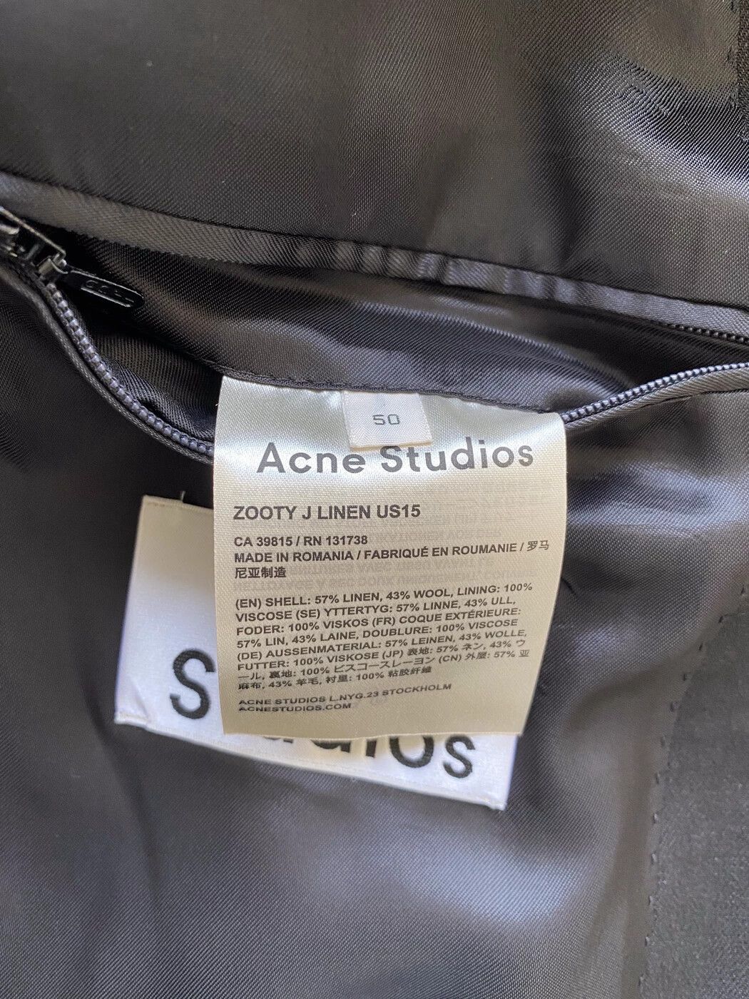 Acne Studios ACNE STUDIOS ZOOTY BLACK LINEN SUIT SIZE 50 Size 50L - 7 Thumbnail
