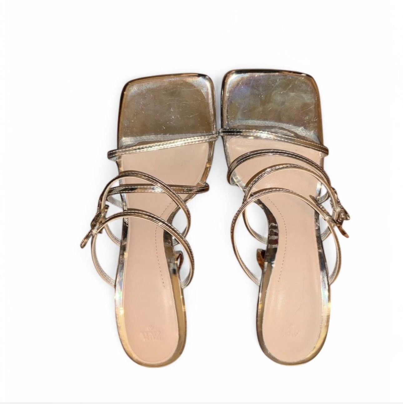 Zara Silver Metallic Butterfly Heels Size US 9 / IT 39 - 3 Thumbnail