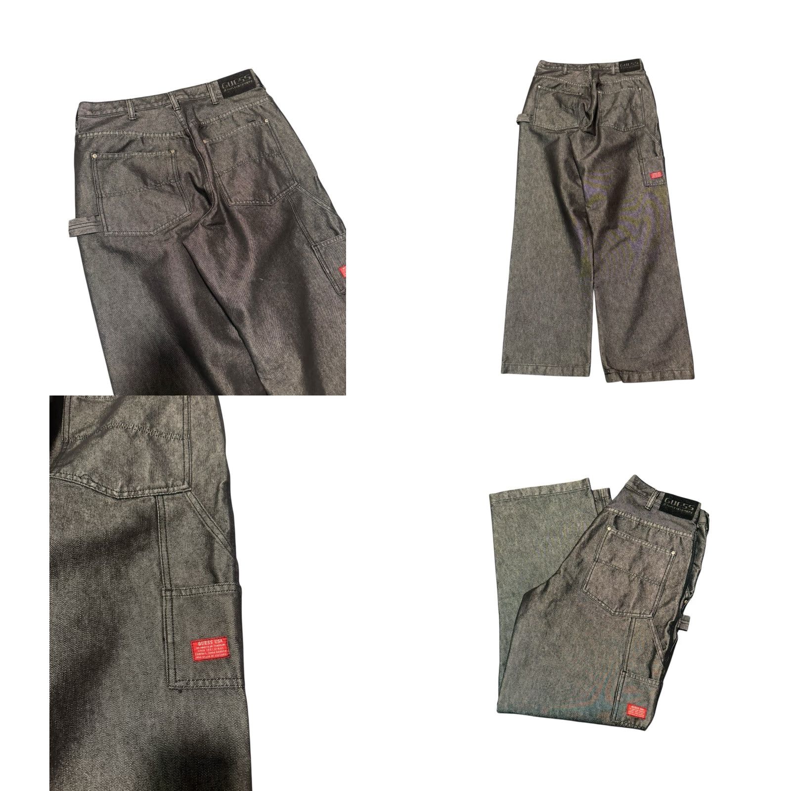 Guess VINTAGE GUESS Jeans Baggy Carpenter Denim Jeans Men 40x32 Black 5-Pocket Regular Straight Skater Metallic USA Mens Size US 40 / EU 56 - 8 Thumbnail