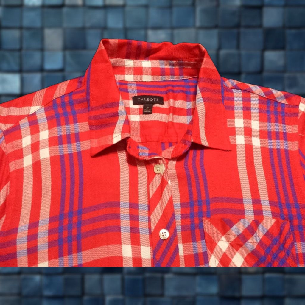 Talbots Talbots Shirt Womens Small Tunic Long Sleeve Button-Front Multicolor Plaid Check Size S / US 4 / IT 40 - 1 Thumbnail