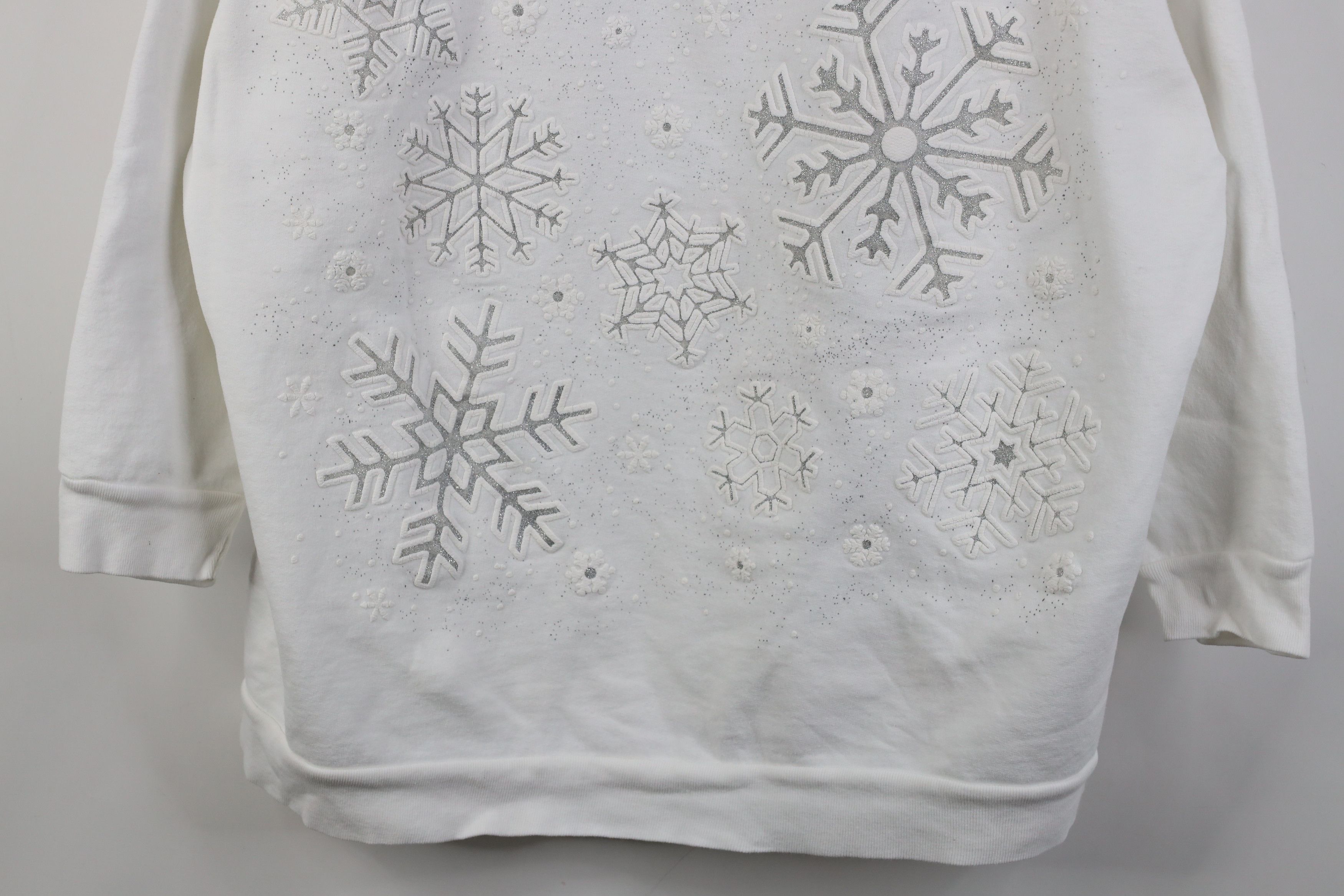 Vintage Vintage 90s Streetwear Winter Snowflakes Sweatshirt White Size XL / US 12-14 / IT 48-50 - 3 Thumbnail
