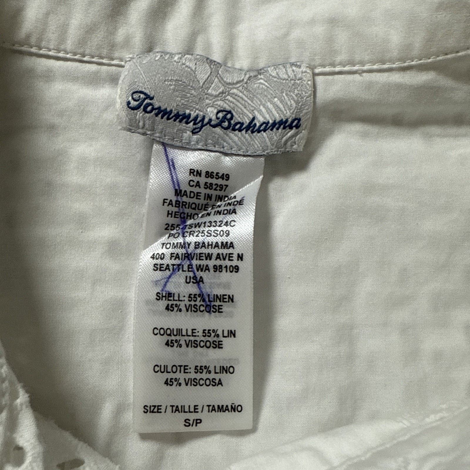 Tommy Bahama Tommy Bahama Eyelet Cove Boyfriend Beach Shirt White Resort Size ONE SIZE - 2 Thumbnail