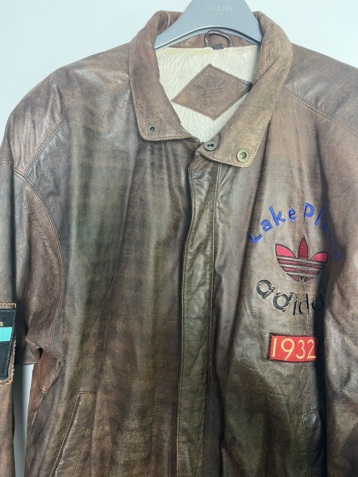 Vintage Vintage Adidas Leather Jacket Olympics Lake Placid Size US L / EU 52-54 / 3 - 7 Thumbnail