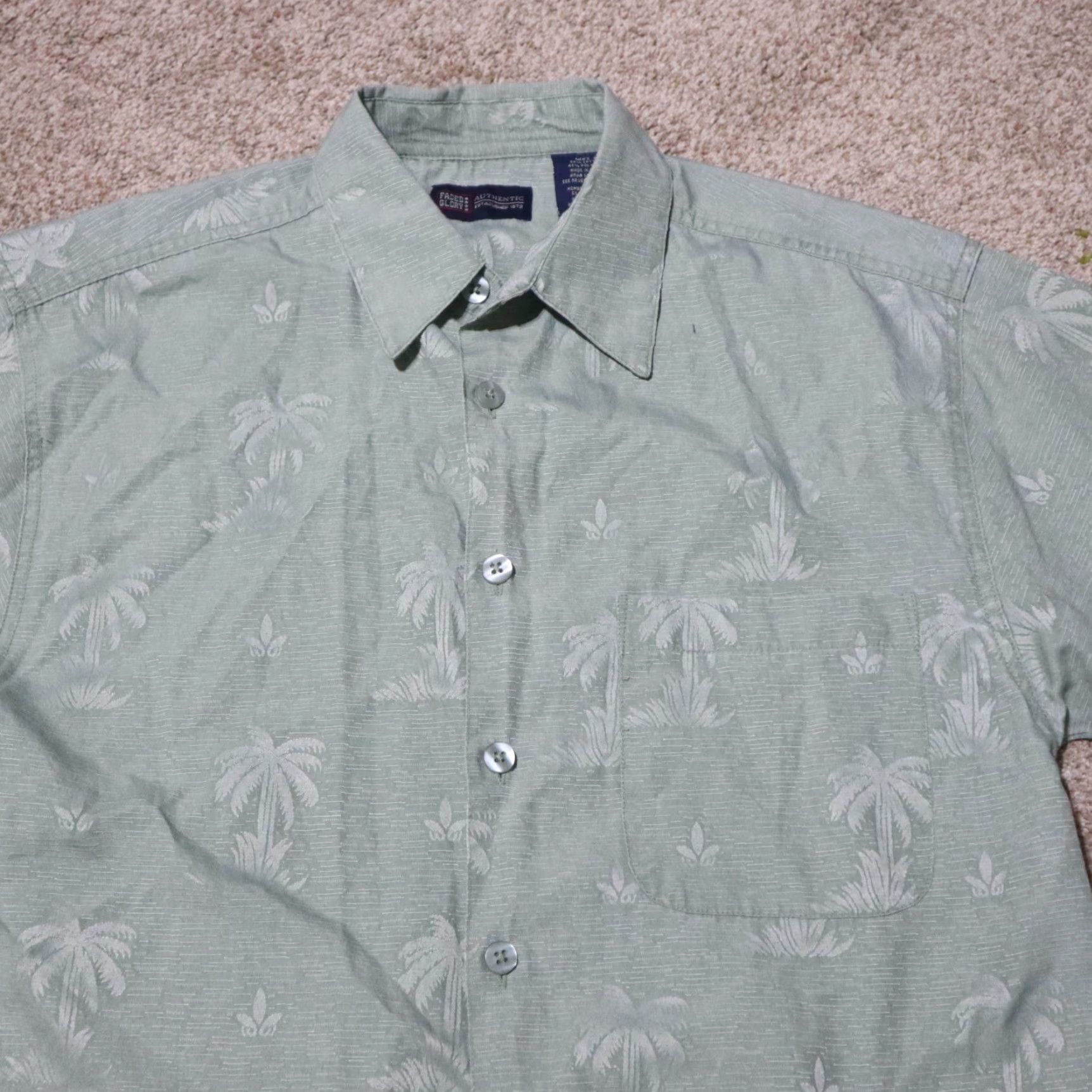 Faded Glory Faded Glory Shirt Button-Up Hawaiian Casual Men's S Small Blue Gray Floral Short Sleeve Size US S / EU 44-46 / 1 - 2 Thumbnail