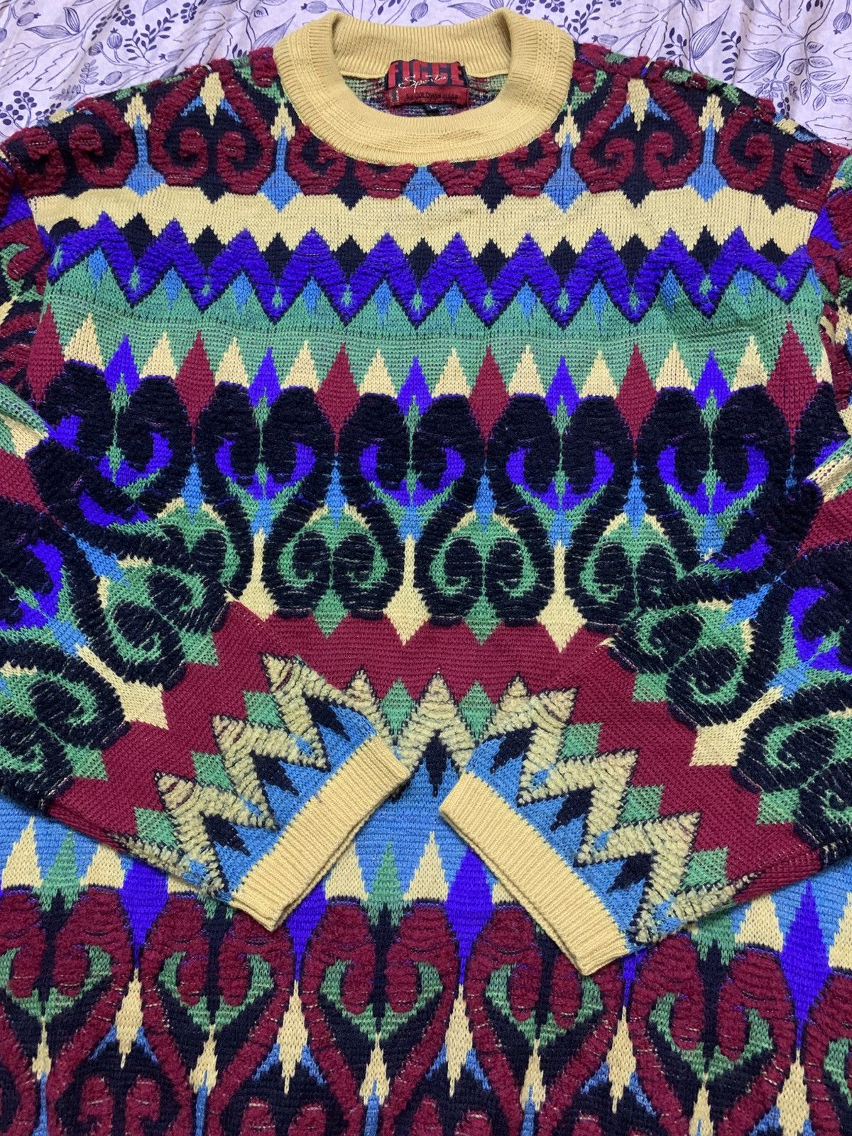 Yoshiyuki Konishi Vintage Ficce Knitted Psychedelic Multi Pattern Wool Size US L / EU 52-54 / 3 - 4 Thumbnail