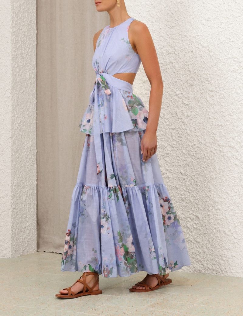 Zimmermann oc11z0126 Everley Draped Bow Midi Dress in Multicolor Size L / US 10 / IT 46 - 3 Thumbnail