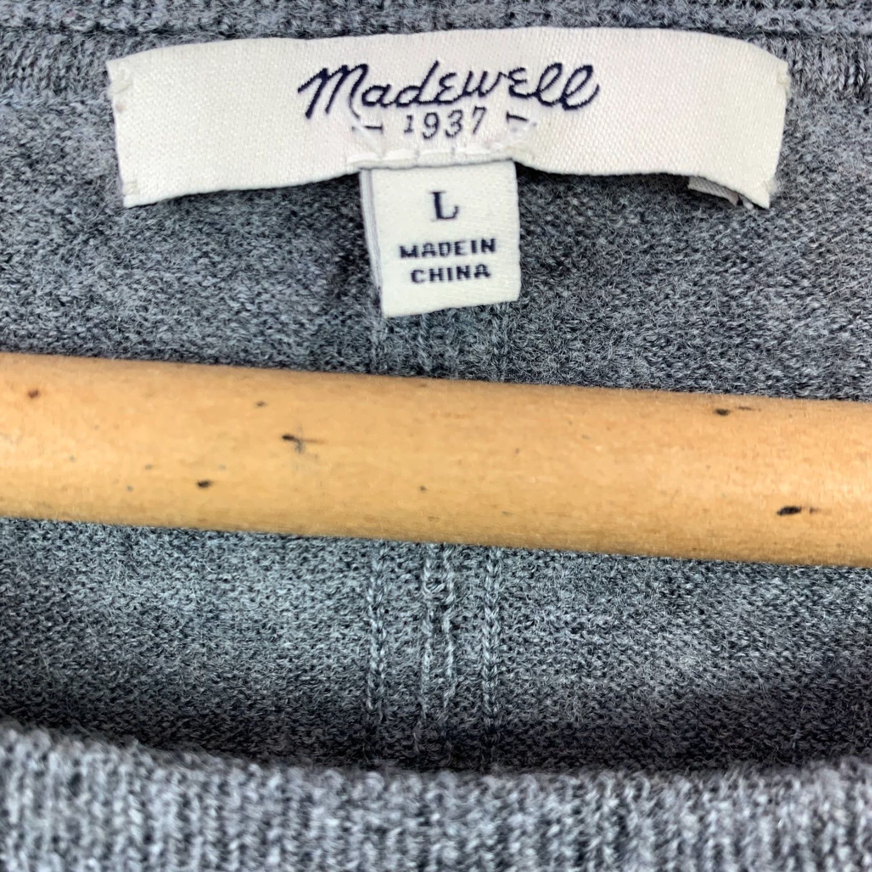 Madewell Madewell Rowhouse Merino Wool Hi Lo Sweater Dark Gray Womens Size Large A9357 Size L / US 10 / IT 46 - 3 Thumbnail