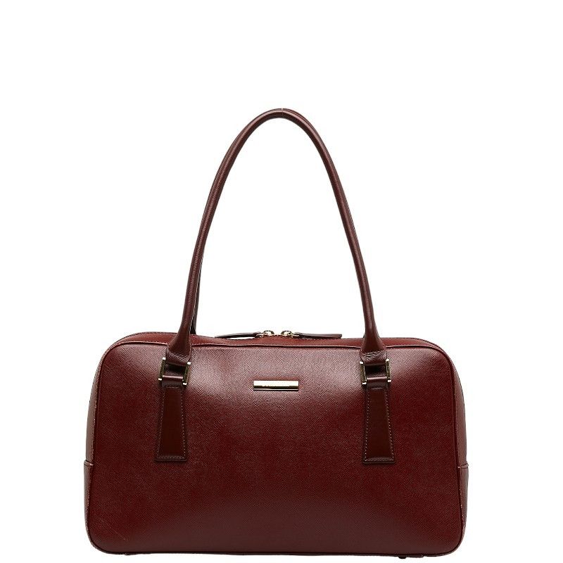 image of Burberry Leather Handbag in Red, Women's