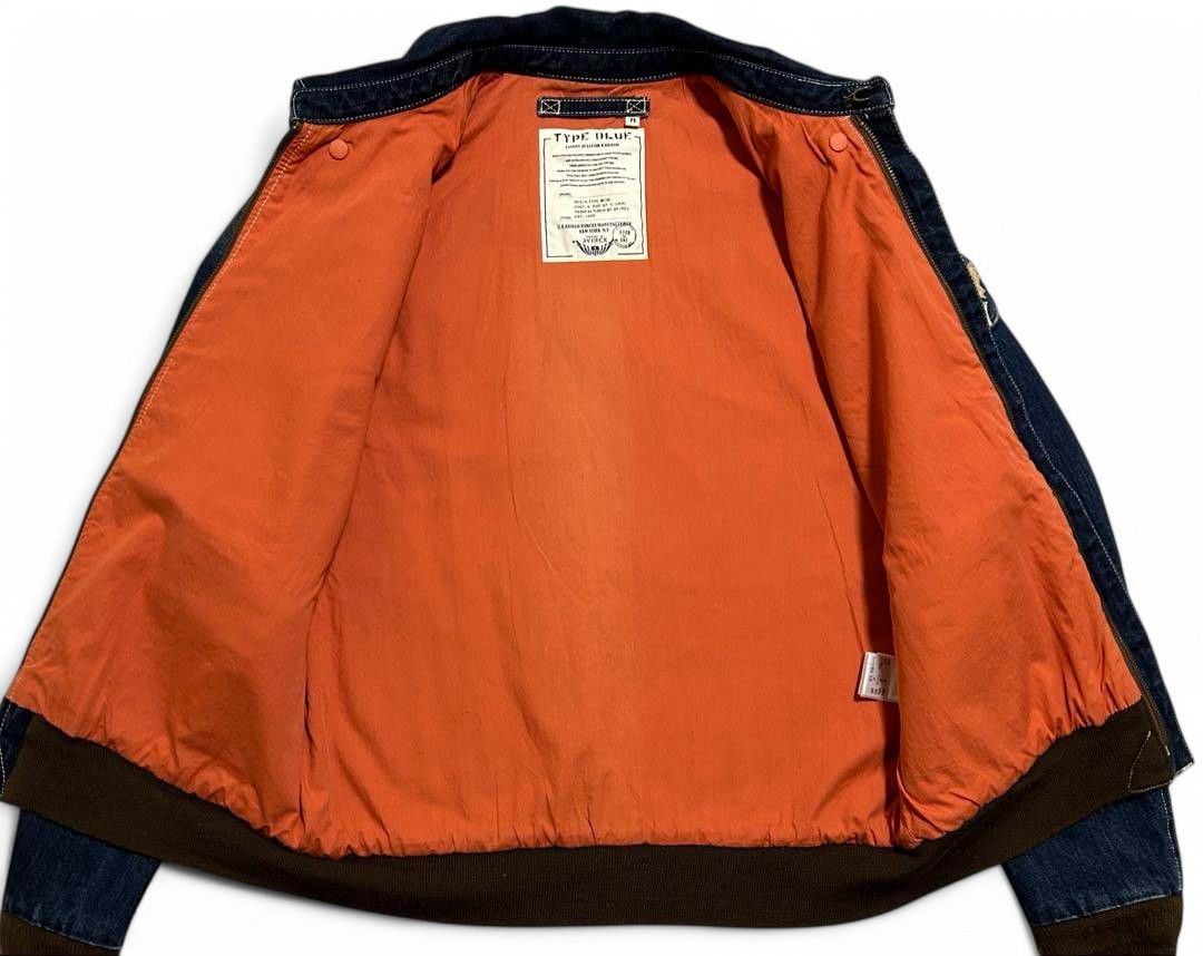 Avirex Avirex - A-2 Blue Denim Jacket Leather Denim Stadium Size US M / EU 48-50 / 2 - 3 Thumbnail