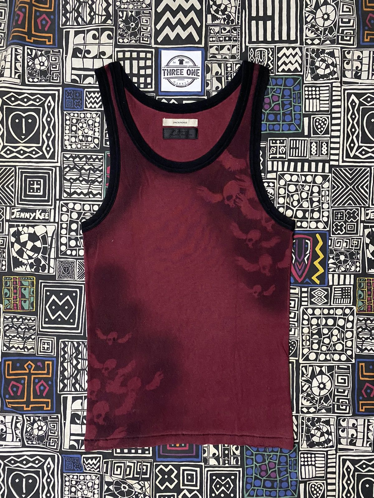 image of Avant Garde x If Six Was Nine Jack Rose Luv Maison Skull Tanktop in Red, Men's (Size Small)