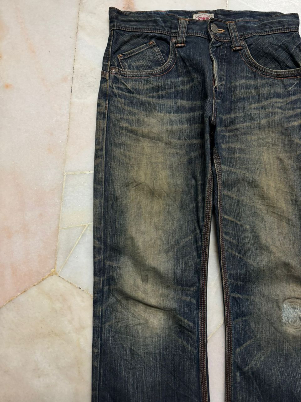 Edwin 💥Flare💥Vintage Edwin Buckle Back Sick Rusty Mudwash Distress Size US 31 - 3 Thumbnail