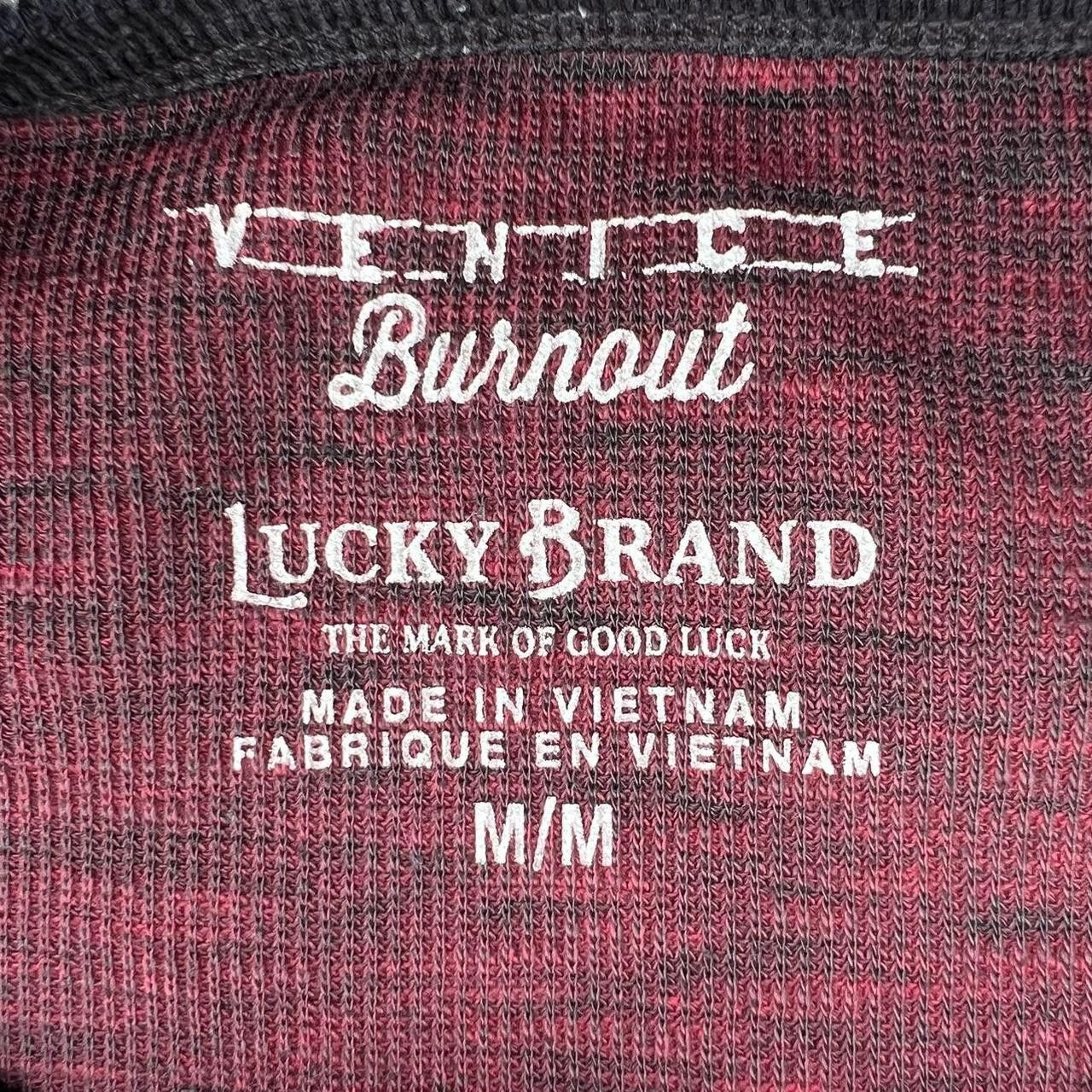 Lucky Brand Black and Red Garment Dyed Raglan Waffle Knit Thermal Size US M / EU 48-50 / 2 - 3 Thumbnail