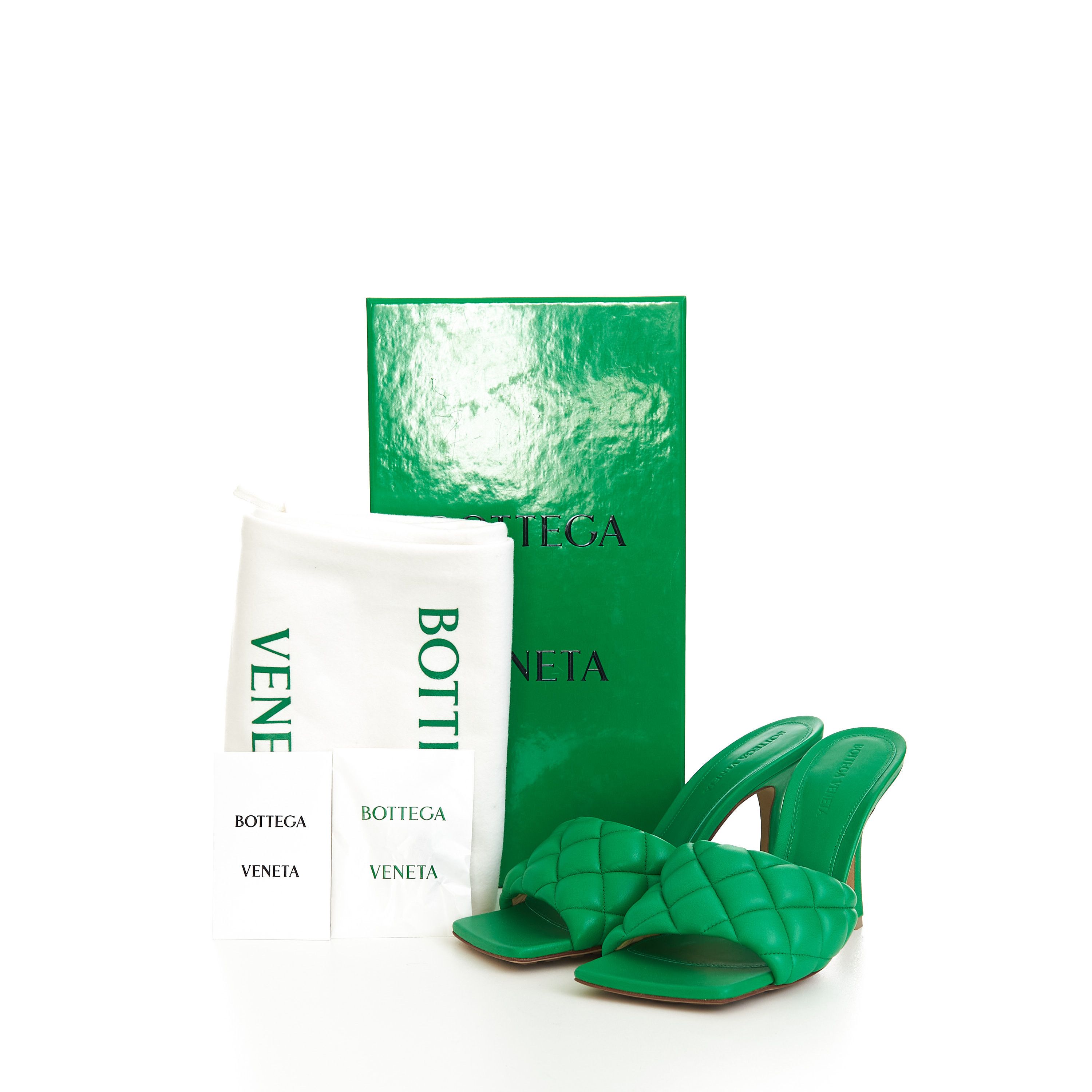 Bottega Veneta Padded Mules In Parakeet Green Quilted Leather Size US 10.5 / IT 40.5 - 13 Thumbnail