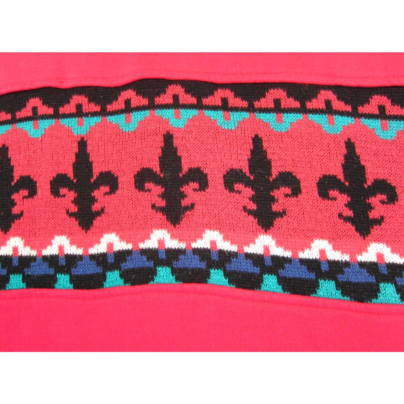 Pinko VINTAGE Eileen Sweatshirt Womens L Pink Knit Fleur de Lis Diamond Ladies Short Sleeve Pullover 80s 90s Outdoor Women Size L / US 10 / IT 46 - 5 Thumbnail