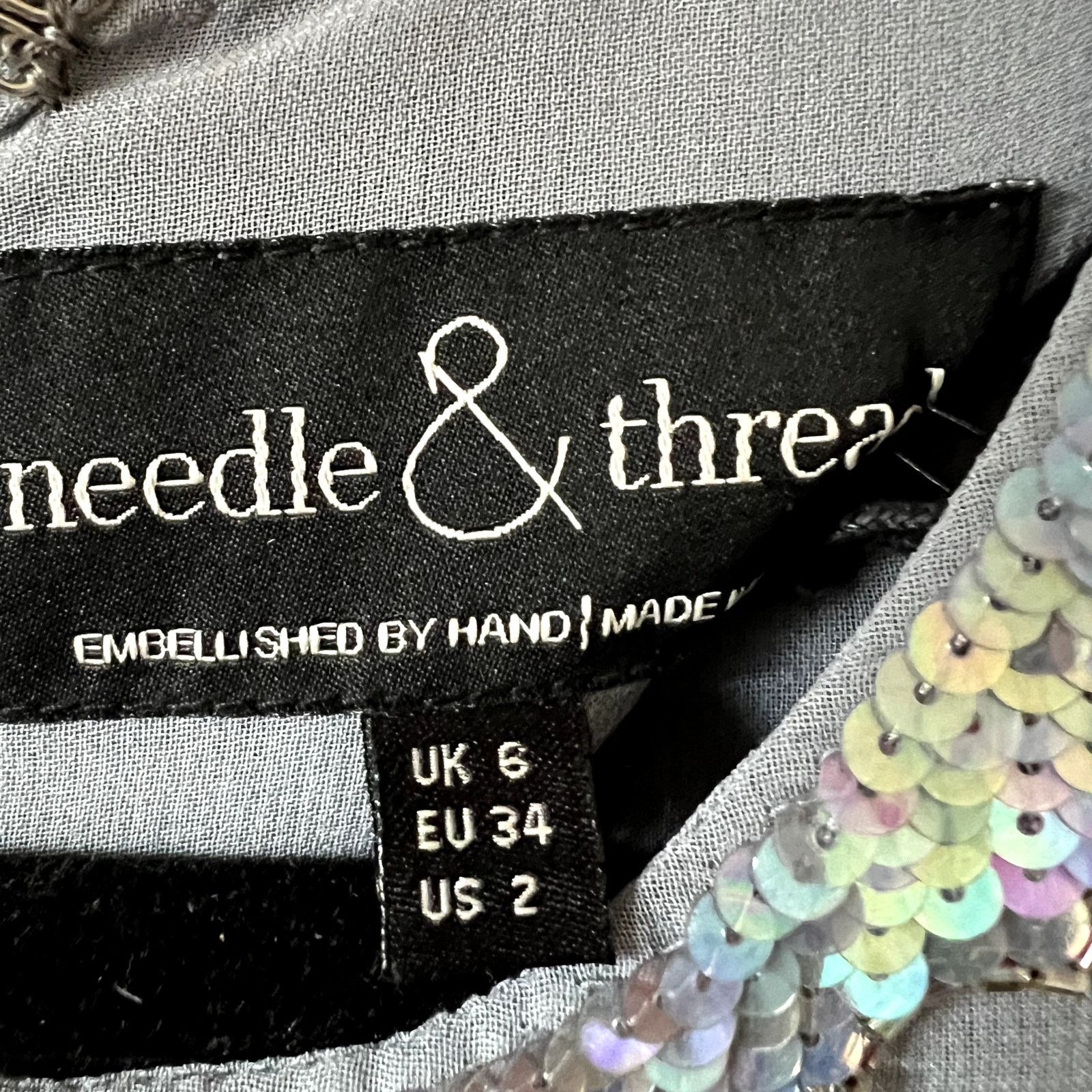 Anthropologie Needle & Thread Dust Embellished Georgette Mini dress size 6 Size M / US 6-8 / IT 42-44 - 4 Thumbnail