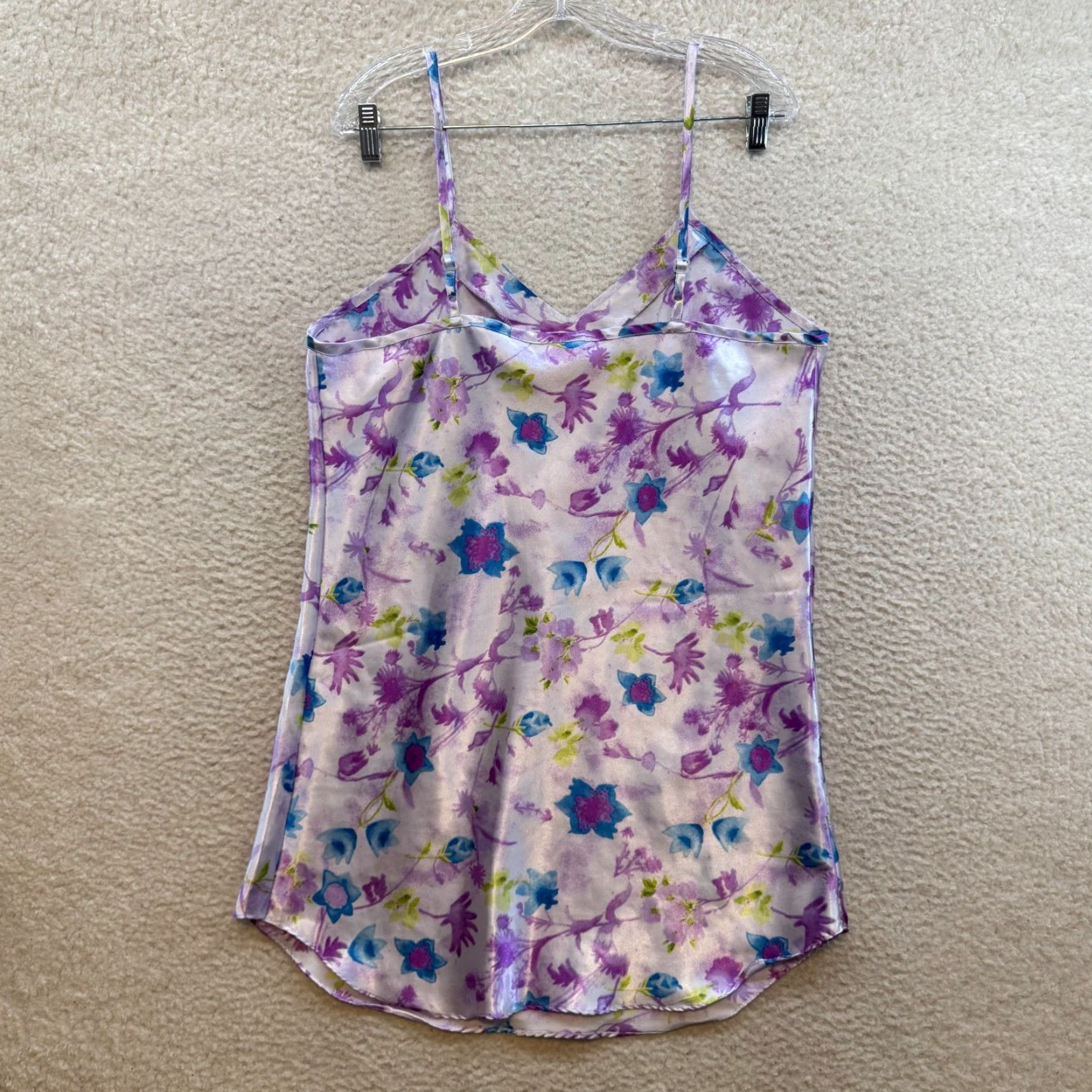 Vintage VINTAGE Slip Dress Kimono Robe Set Large Purple Floral Satin Lingerie Chemise Size L / US 10 / IT 46 - 3 Thumbnail