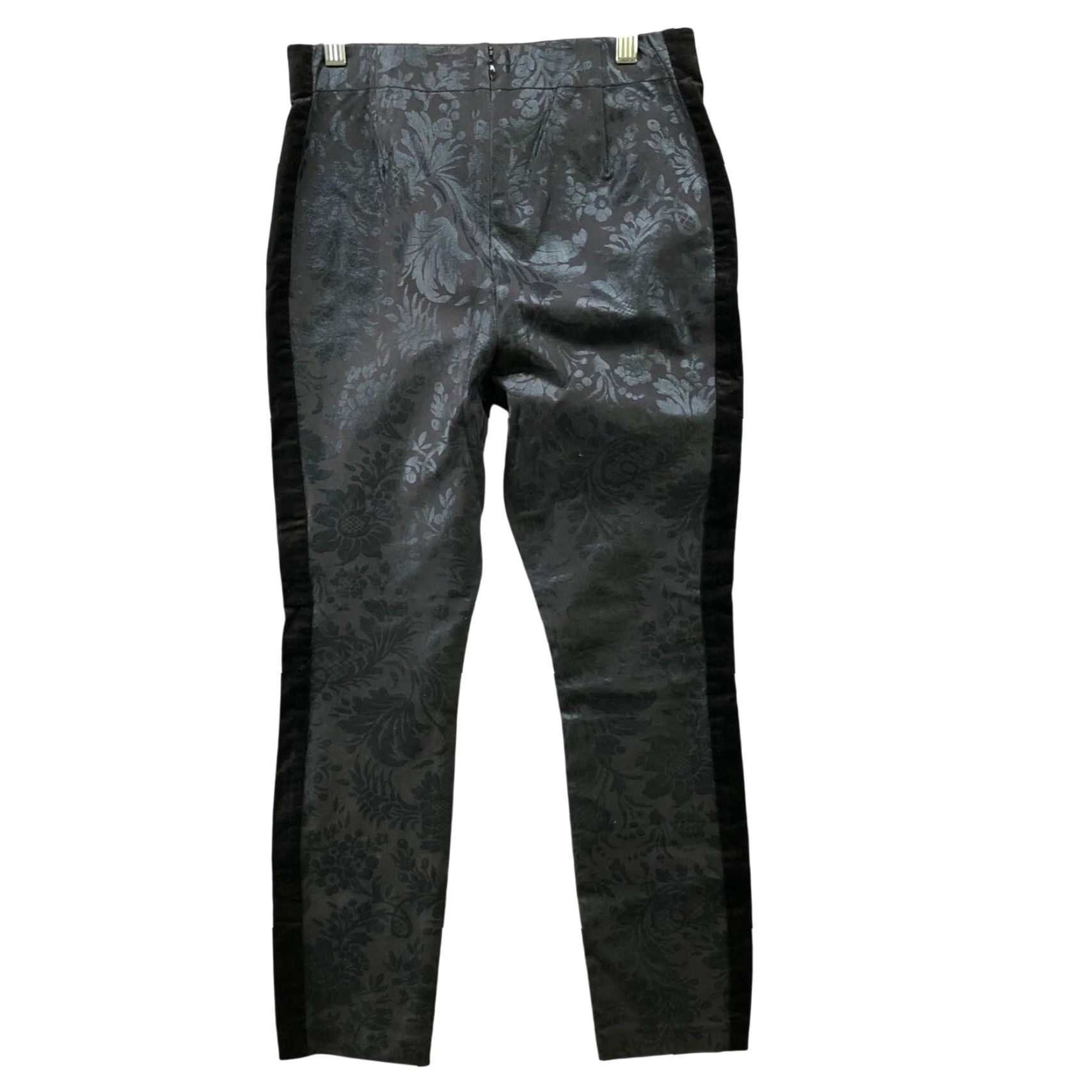 Anthropologie Anthropologie The Essential Skinny Pants Womens 2 Black Jacquard Velvet Floral Cotton Blend Back Zip Slim Skinny Ankle Pant Womens Size 26" / US 2 / IT 38 - 2 Thumbnail