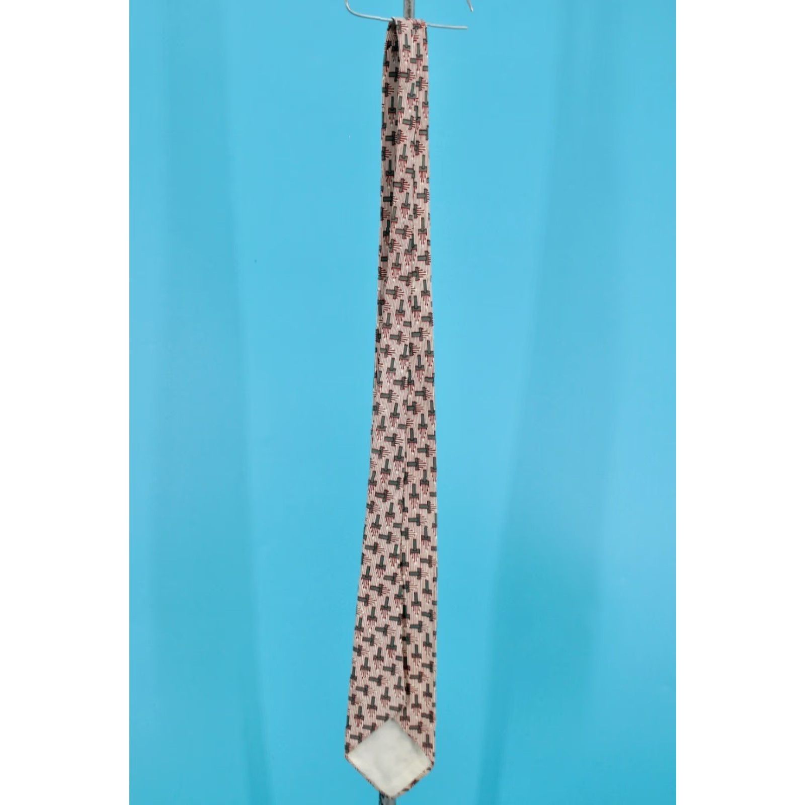 Haband VTG Men's 1950s Green Brown & White Geometric Pattern Necktie 50s Tie Size ONE SIZE - 6 Thumbnail