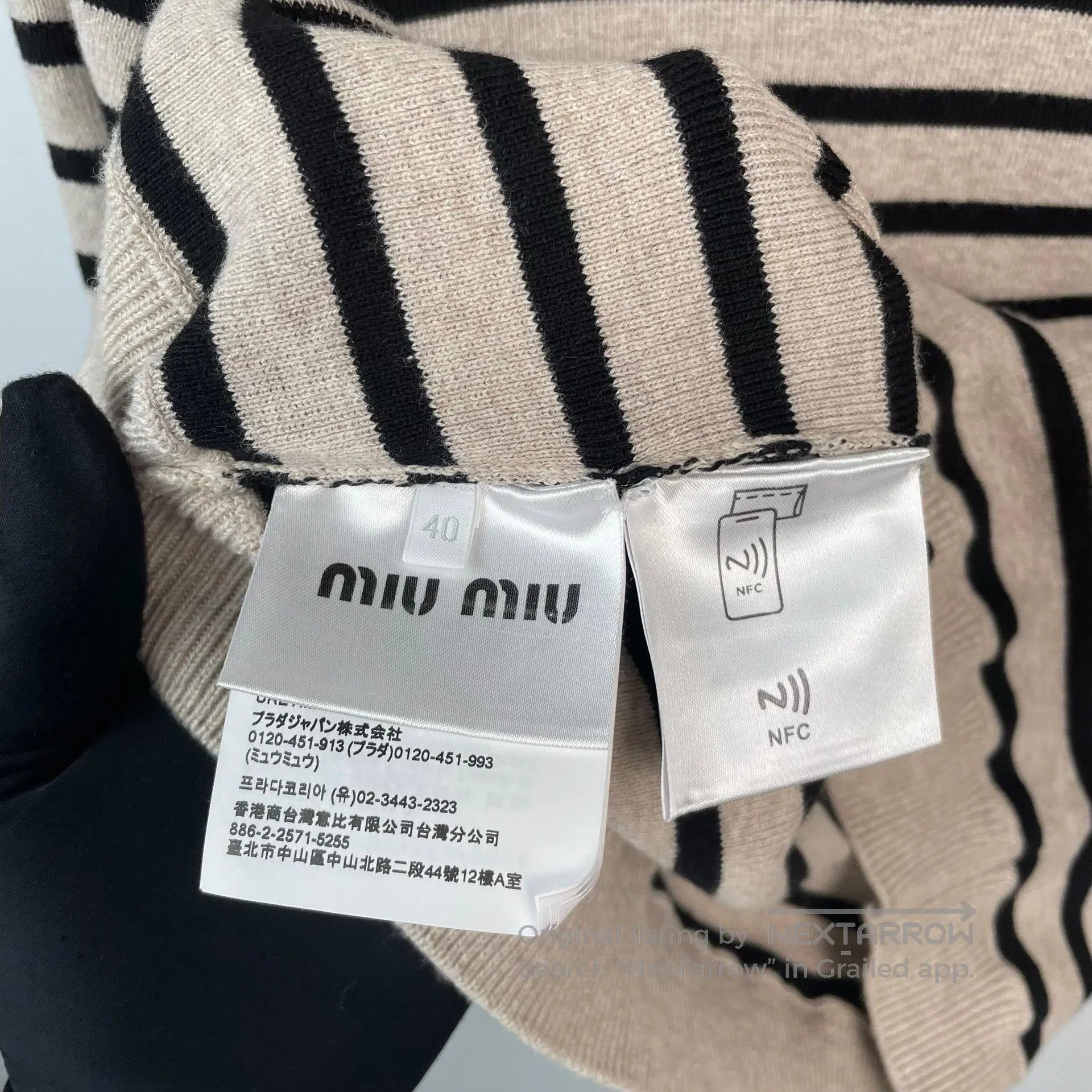 Miu Miu Miu Miu Striped Printed Logo Short Sleeve Round Neck Knit Size S / US 4 / IT 40 - 5 Thumbnail
