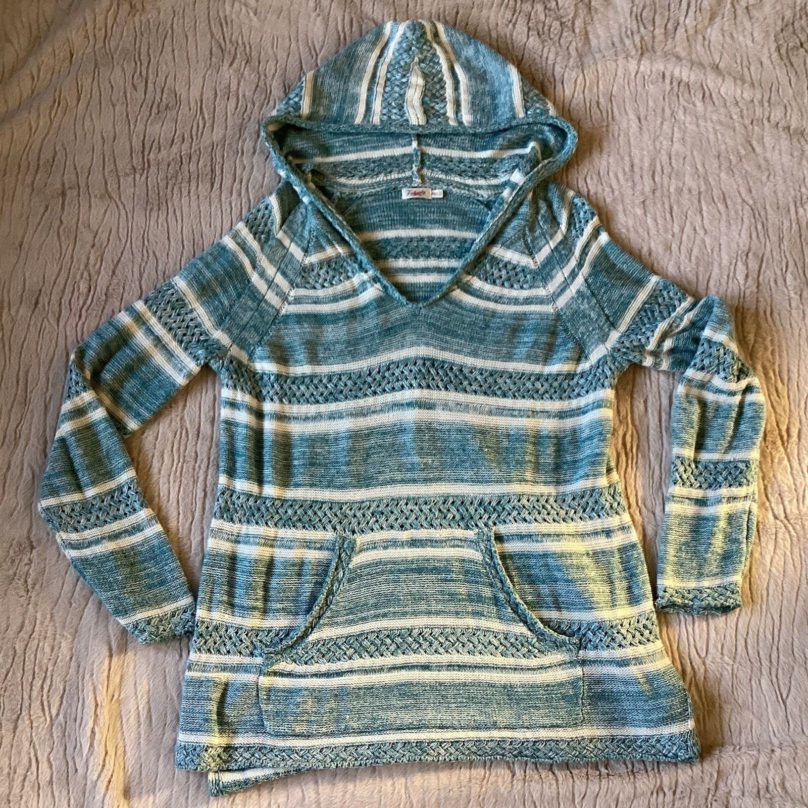 Faherty Faherty Hoodie Sweater XS/S Blue Teal Stripe, Linen Bamboo Size XS / US 0-2 / IT 36-38 - 4 Thumbnail