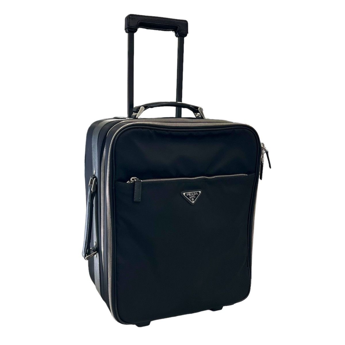 image of Prada Tessuto Nylon Rolling Suitcase in Black, Men's