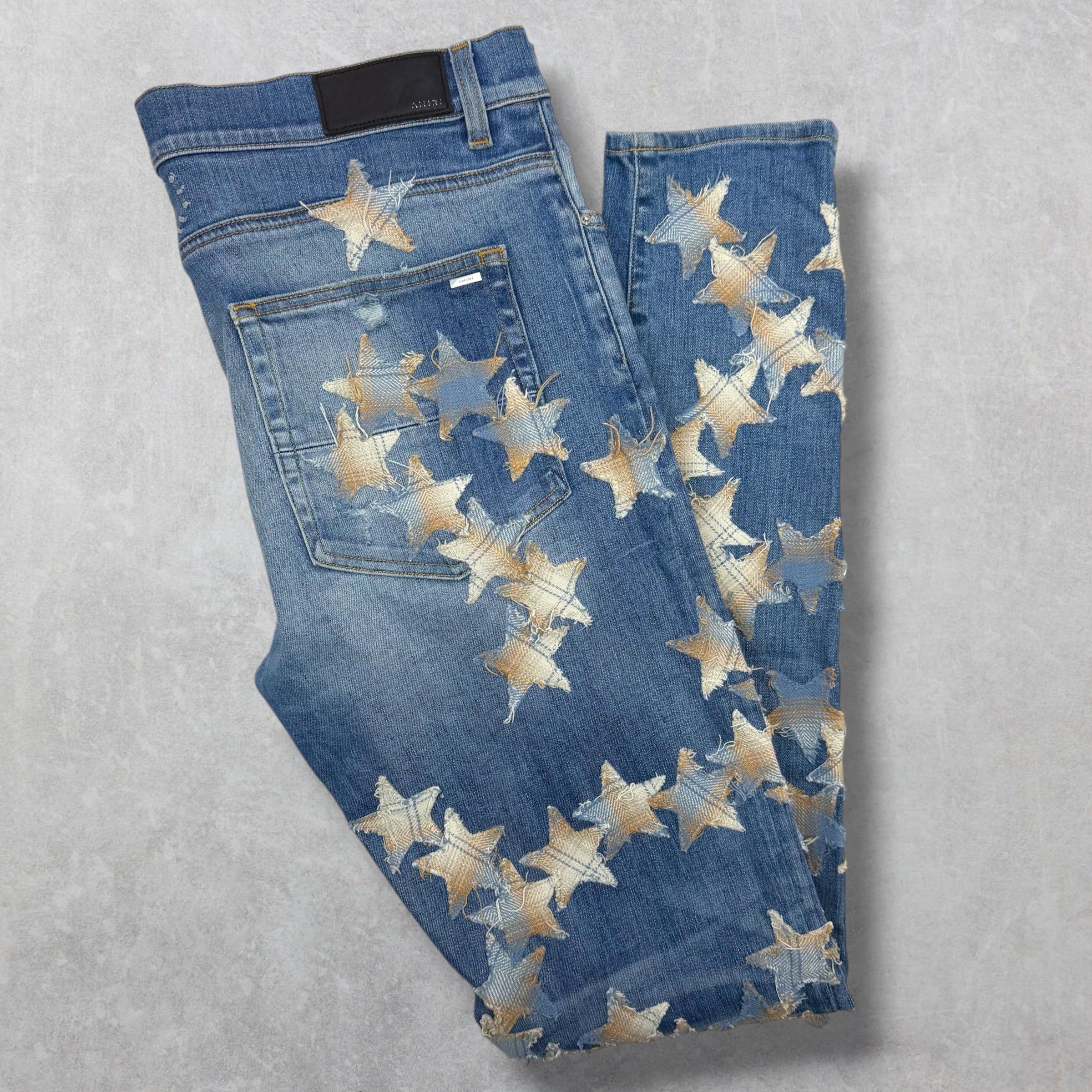 Amiri Amiri x Chemist Plaid Leather Star Jeans 36 Size US 36 / EU 52 - 1 Thumbnail