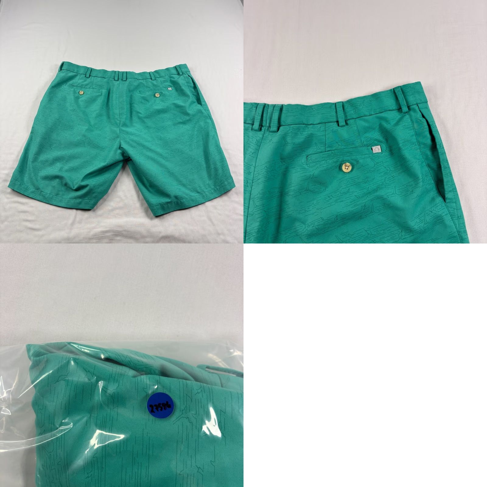Peter Millar Peter Millar Shorts Mens 40 Green Chino Salem Performance Golf Stretch Regular Flat Front Logo Shortlists Mens Clothing Size US 40 / EU 56 - 8 Thumbnail