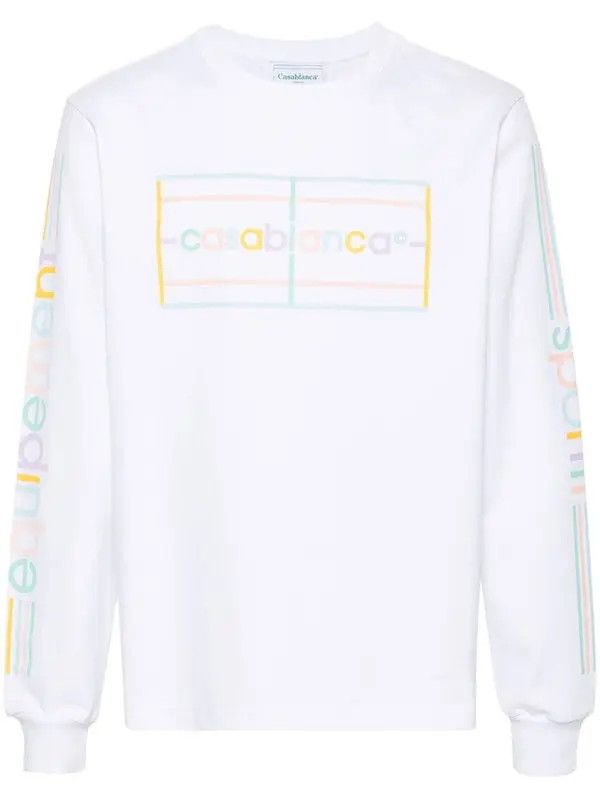 Casablanca o1mle0326 Printed Long Sleeve T-Shirt in White Size US XXL / EU 58 / 5 - 1 Thumbnail