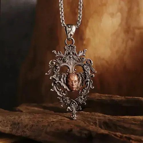 Other Gothic Clown Hand-Carved Necklace Size ONE SIZE - 1 Thumbnail
