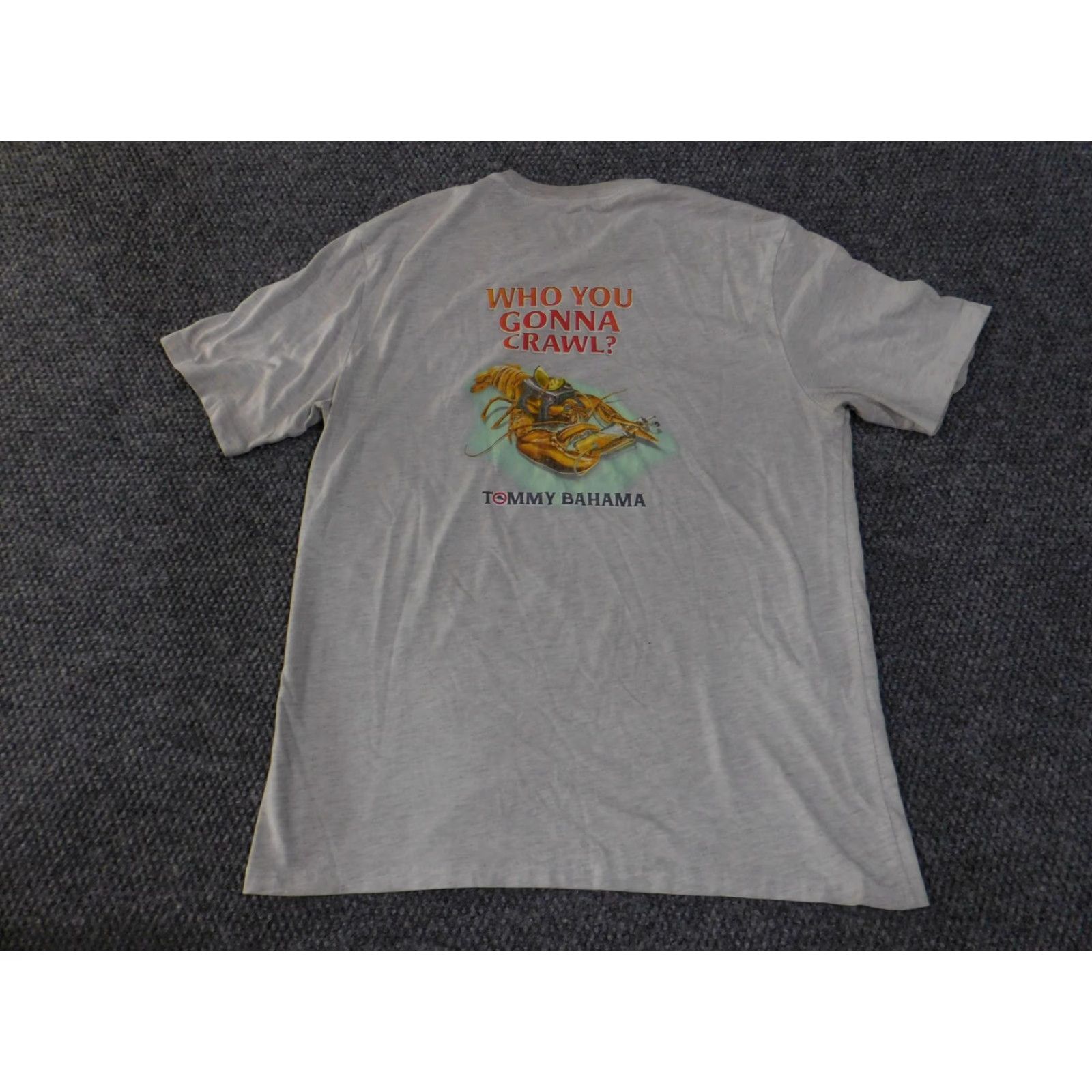 Tommy Bahama VINTAGE Tommy Bahama Shirt Mens Medium Gray Graphic Back Who You Gonna Crawl Lobster Mens T-Shirt Short Sleeve Crew Neck Cotton/Polyester Size US M / EU 48-50 / 2 - 2 Thumbnail