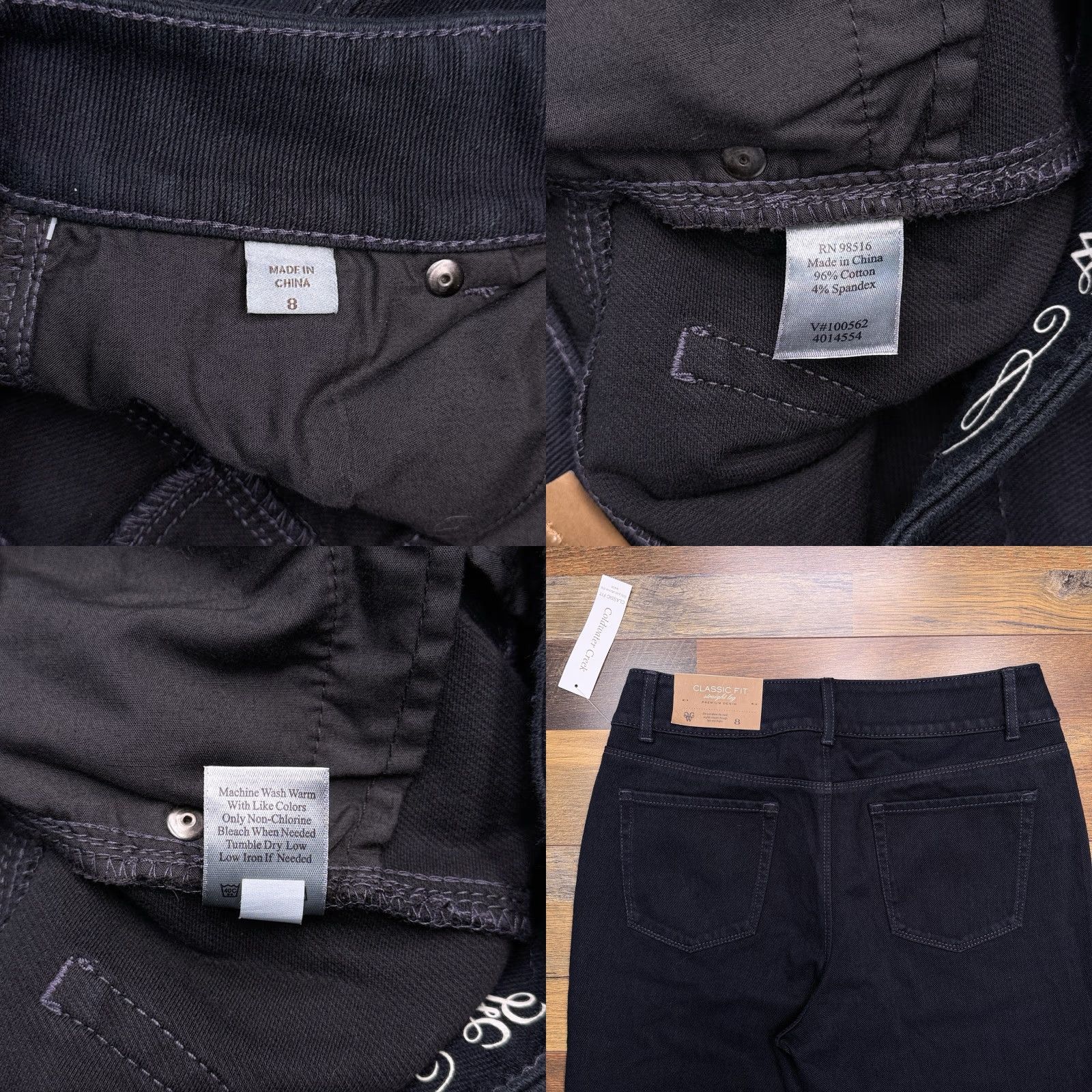 Coldwater Creek Coldwater Creek Jeans Straight Womens 8 Black Mid Rise Stretch Denim 5-Pocket Inseam 31 Fall Winter Spring Summer Vintage No Size 30" / US 8 / IT 44 - 8 Thumbnail
