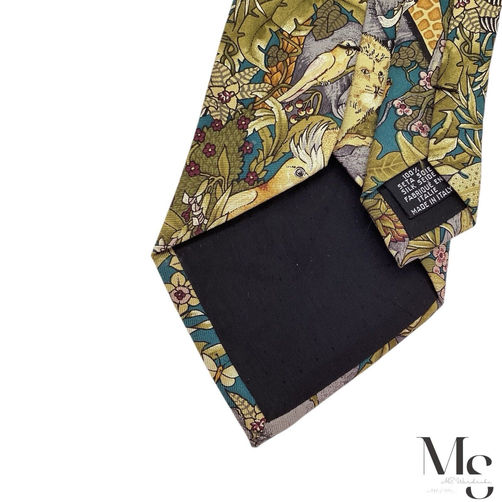 GianMarco Venturi GIAN MARCO VENTURI Green Animal Print Silk Tie Made In Italy Size ONE SIZE - 5 Thumbnail