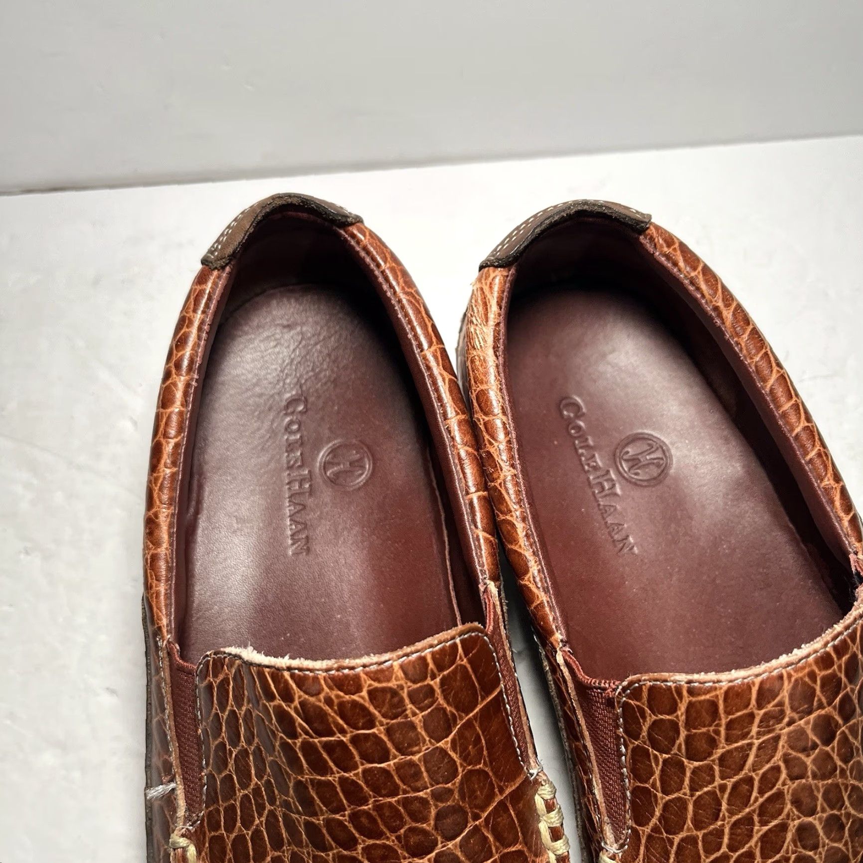 Cole Haan Cole Haan Tucker Venetian Croc Embossed Leather Slip On Brown Loafer Tan Sz 10 M Size US 10 / EU 43 - 6 Thumbnail