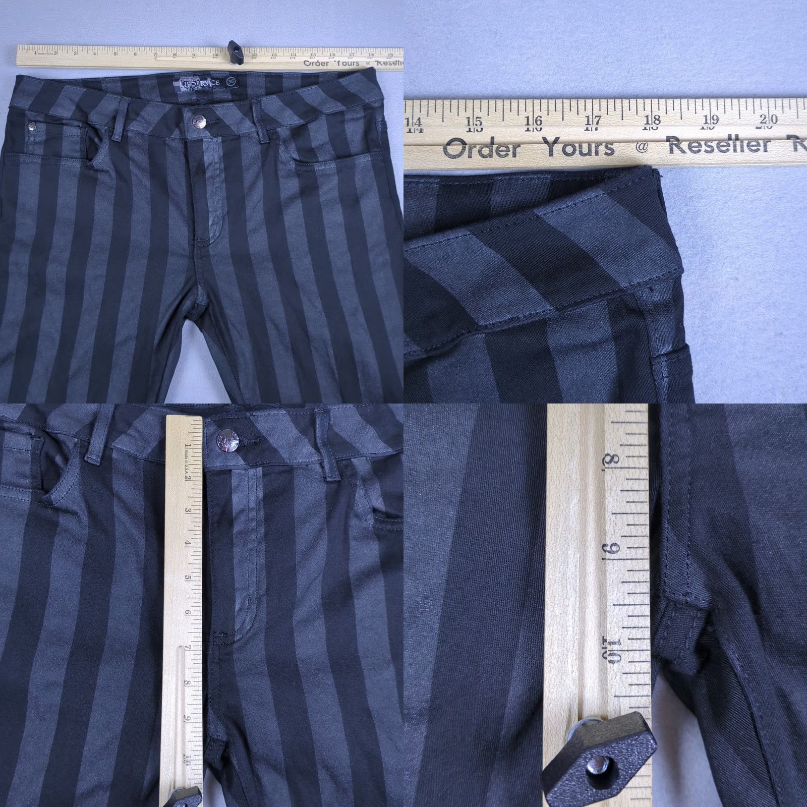 Lip Service Pants Mens 36x30 Black Gray Striped Psycho Circus Punk