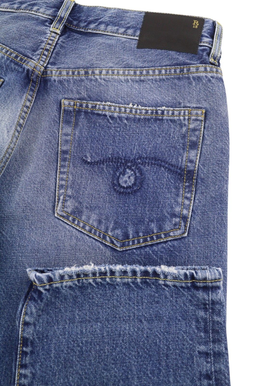 R13 ROMEO 26 Hutton Blue Faded Zip Fly Jeans 87172 Size 26" / US 2 / IT 38 - 6 Thumbnail