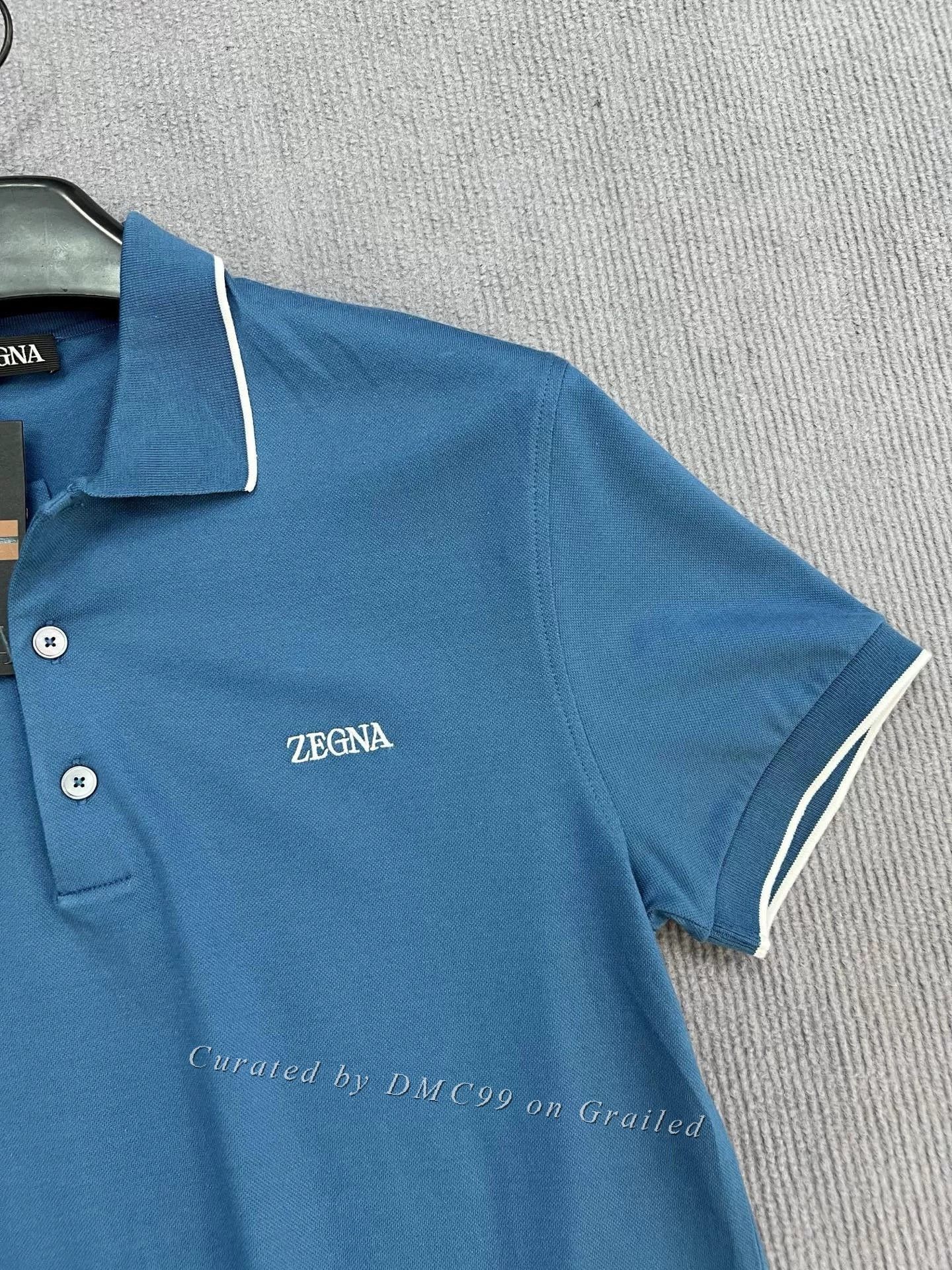Ermenegildo Zegna Zegna Men's Blue Short-Sleeve Polo Size US S / EU 44-46 / 1 - 2 Thumbnail