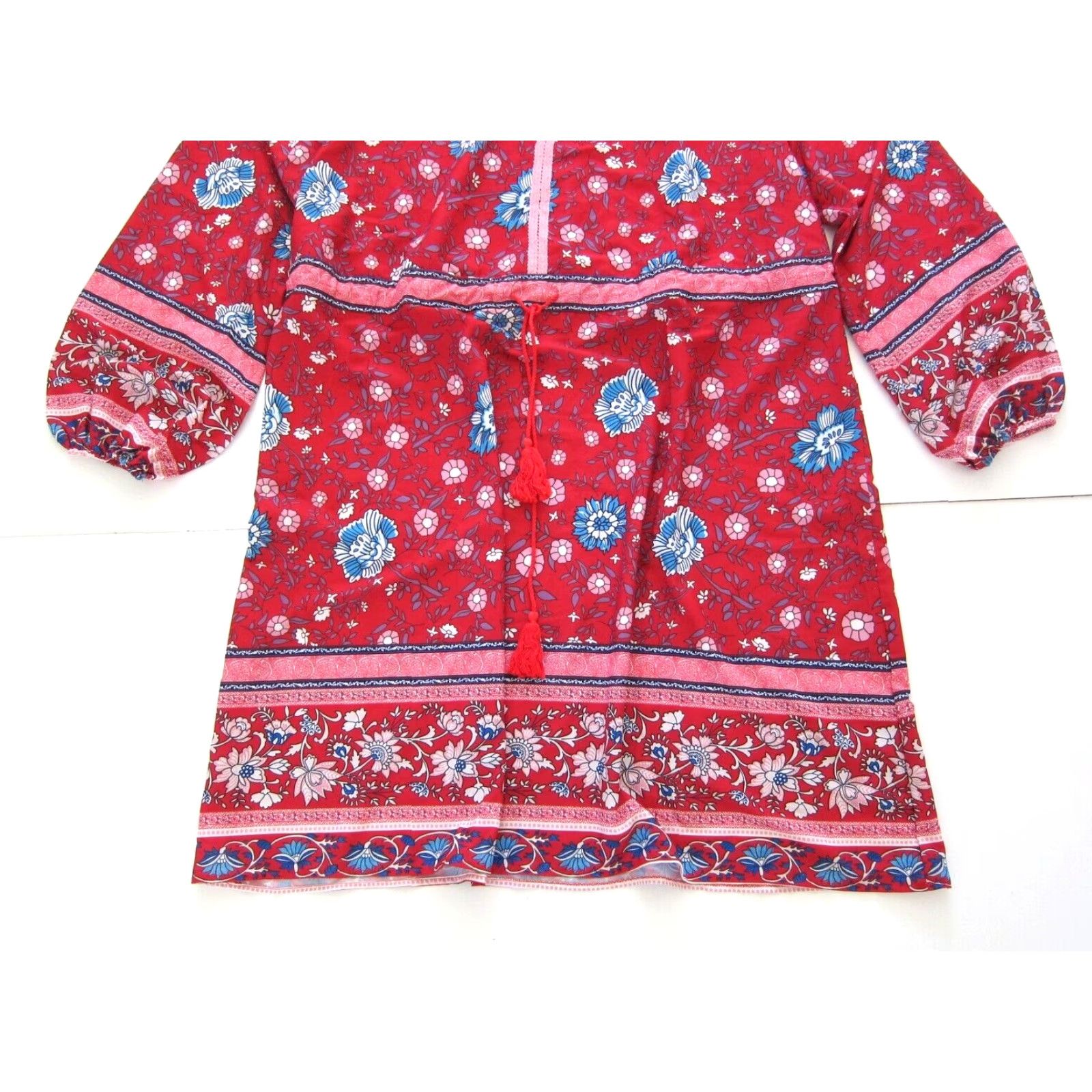 Pinko NWT Floryday Pink Blue Floral Stretch Long Sleeve Peasant Tunic Dress Women XXL Size XXL / US 16-18 / IT 52-54 - 8 Thumbnail