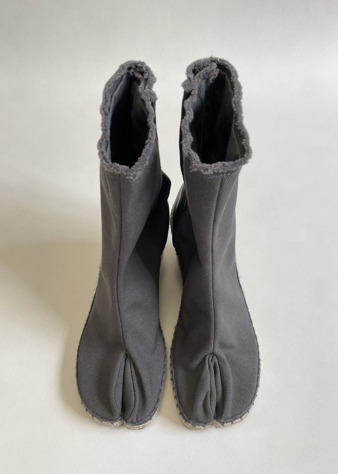 Gray Canvas ‘Espadrille’ Tabi Boots