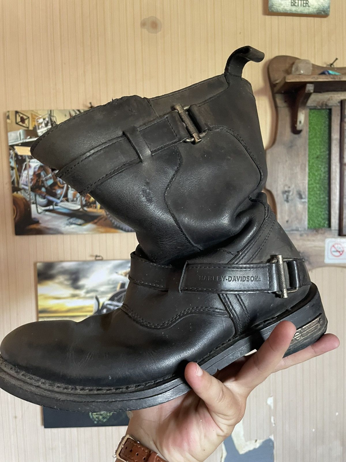 Harley Davidson × Leather × Vintage Harley Davidson Leather Upper Balance motor cycles Size US 8 / EU 41 - 2 Thumbnail