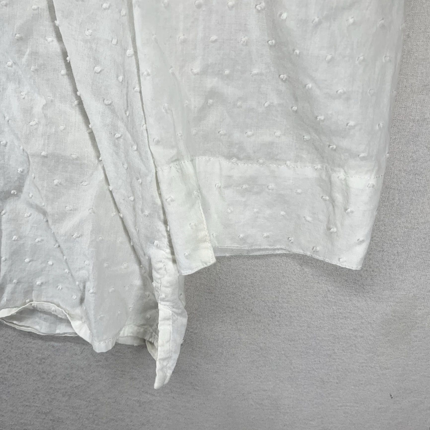 Eileen Fisher Eileen Fisher Women 10P White Textured Cotton V-Neck Sheer Bohemian Long Sleeve Button Top Size L / US 10 / IT 46 - 7 Thumbnail